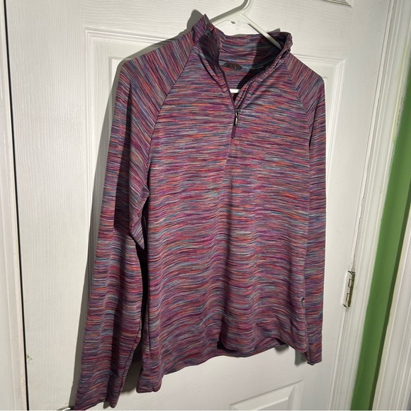 Merrell Select Wick Striped 1/4 Zip Long Sleeve Top Large Performance Purple - Picture 2 of 15